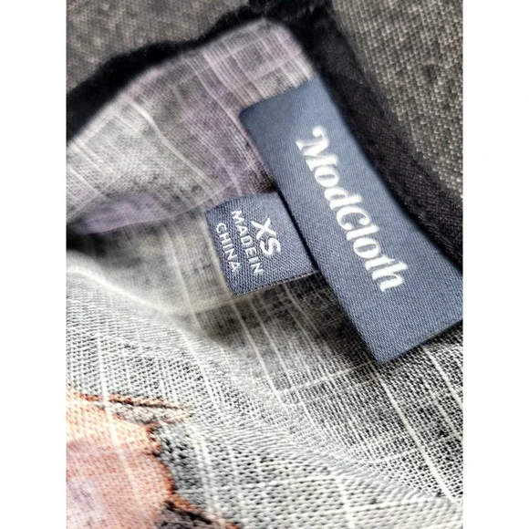 Modcloth‎ Red Fox Jumpsuit Romper Cropped Pant Tie Waist Navy Linen XS Funky - Picture 7 of 14